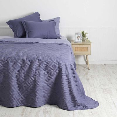 Set Quilt + Juego de Sábanas Mashini 2 Plazas Liso Morado