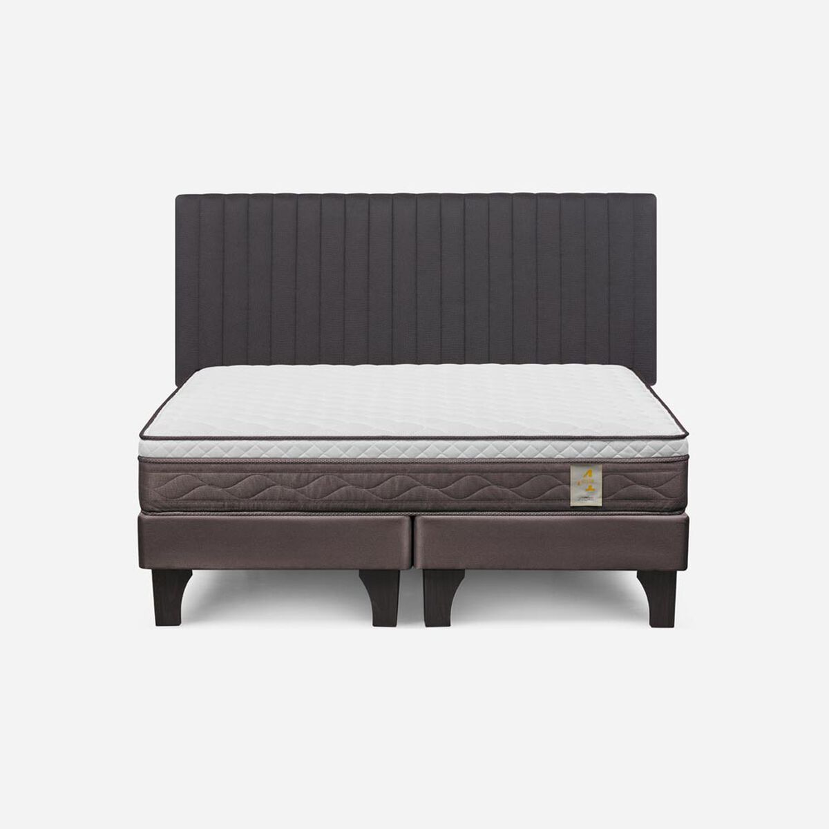 Cama Europea Rosen 2 Plazas New Style 4 + Respaldo Grafito