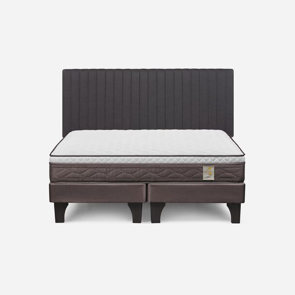 Cama Europea Rosen 2 Plazas New Style 4 + Respaldo Grafito