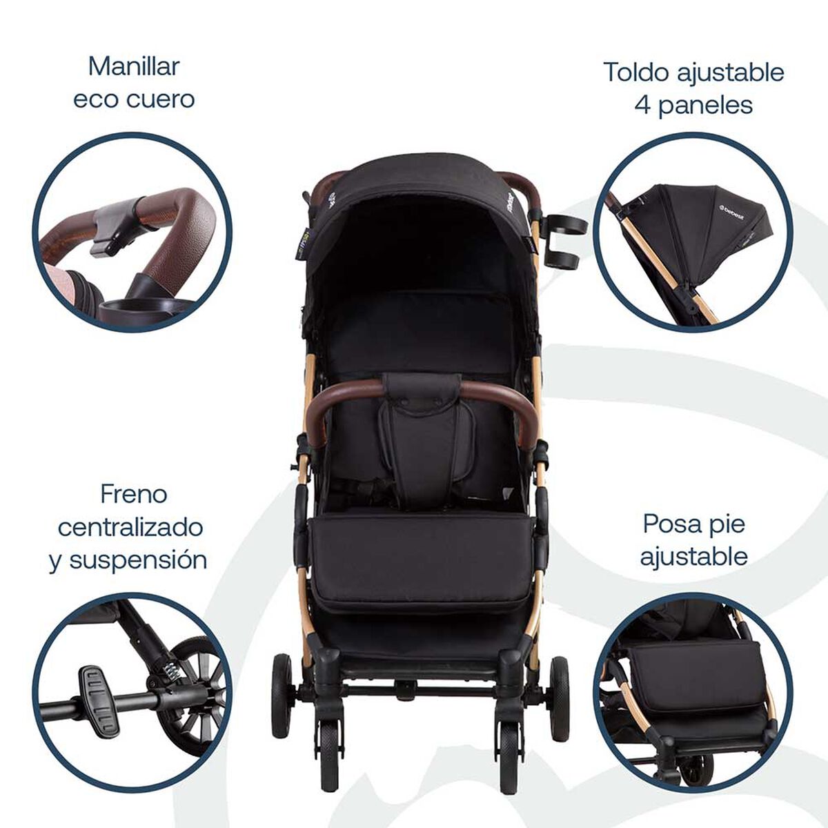 Coche Maleta UltraCompacto Paseo Micro SX Negro Bebesit