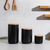 Contenedor de Cerámica Hermético Tapa Madera Simplit M Negro