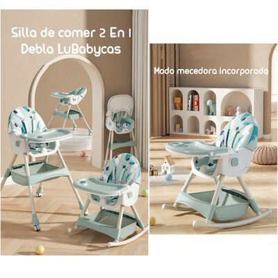 Imagen 2 del producto Silla de Comer Mecedora 2 en 1 con Ruedas Verde Lubabycas