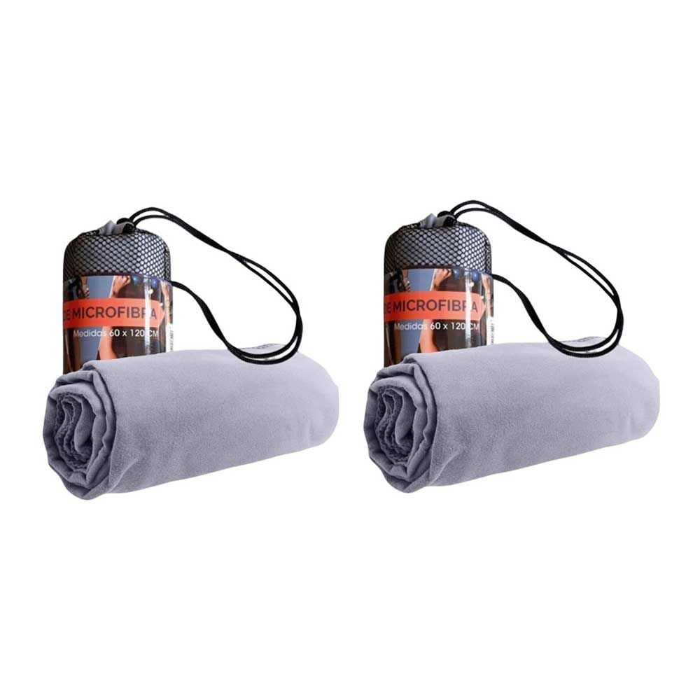 Pack 2 Toallas Microfibra Suede Gris Pro Outdoor
