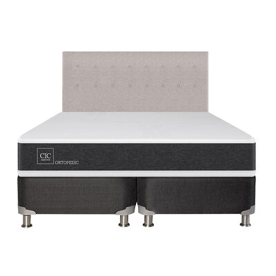 Box Spring CIC Base Dividida King New Ortopedic + Respaldo Tigris