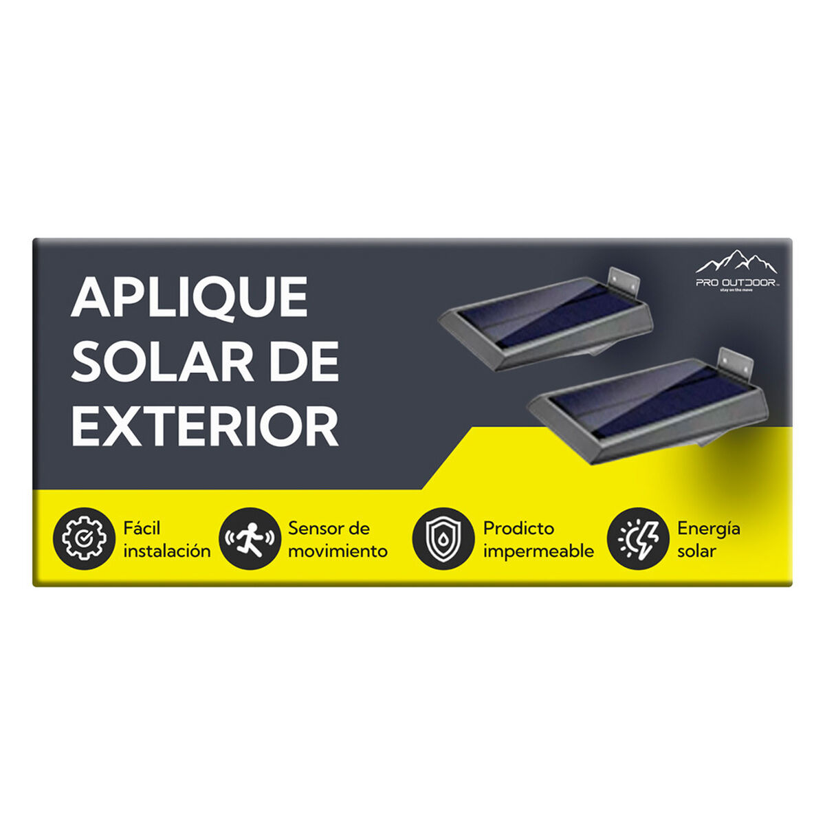 Aplique Solar Contra Agua Ultra Plano Con Sensor D Pro Outdoor
