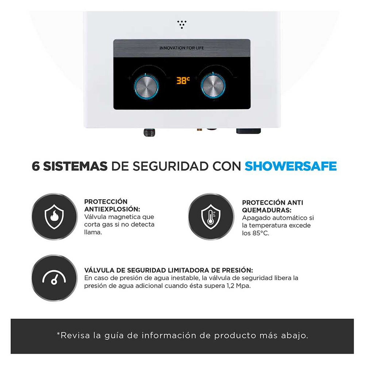 Calefont Gas Licuado Midea MGWH5-10MDNCLW-GL Tiro Natural 5 lts.