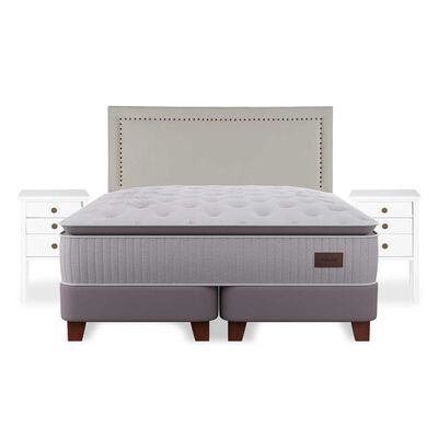 Imagen 2 del producto Cama Europea Flex Súper King Heritage + Respaldo Tachas + Veladores Roma
