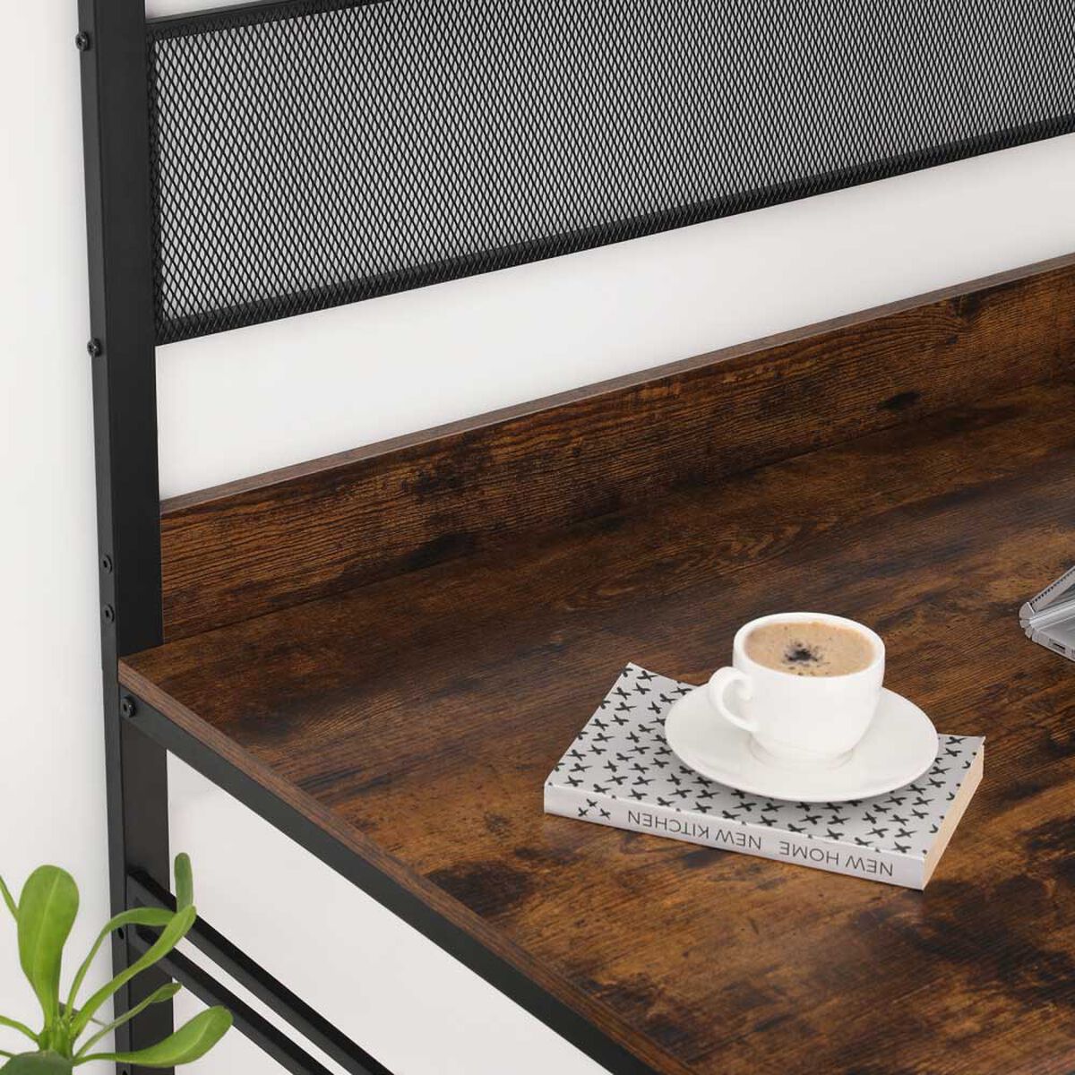 Escritorio Alto Fm Furniture Metalwood Colection Marrón Rústico