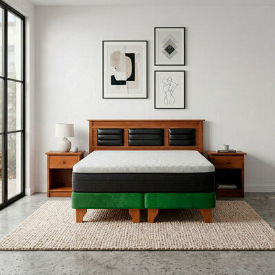 Cama Europea Latam Home 2 Plazas New Top Verde + Maderas Altair