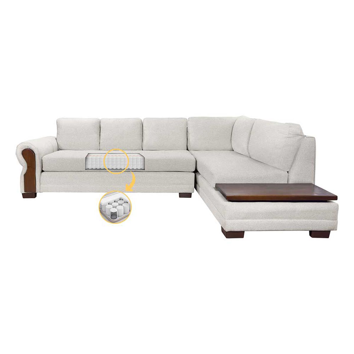Sofá Seccional Living Factory Michigan 6 Cuerpos Beige