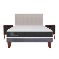Cama Europea CIC 2 Plazas Ortopedic + Respaldo + 2 Veladores Tigris