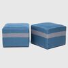 Juego de Living Almore Paris Sofá 3 Cuepos + Dos Pouf 1 Cuerpo Gris Azul