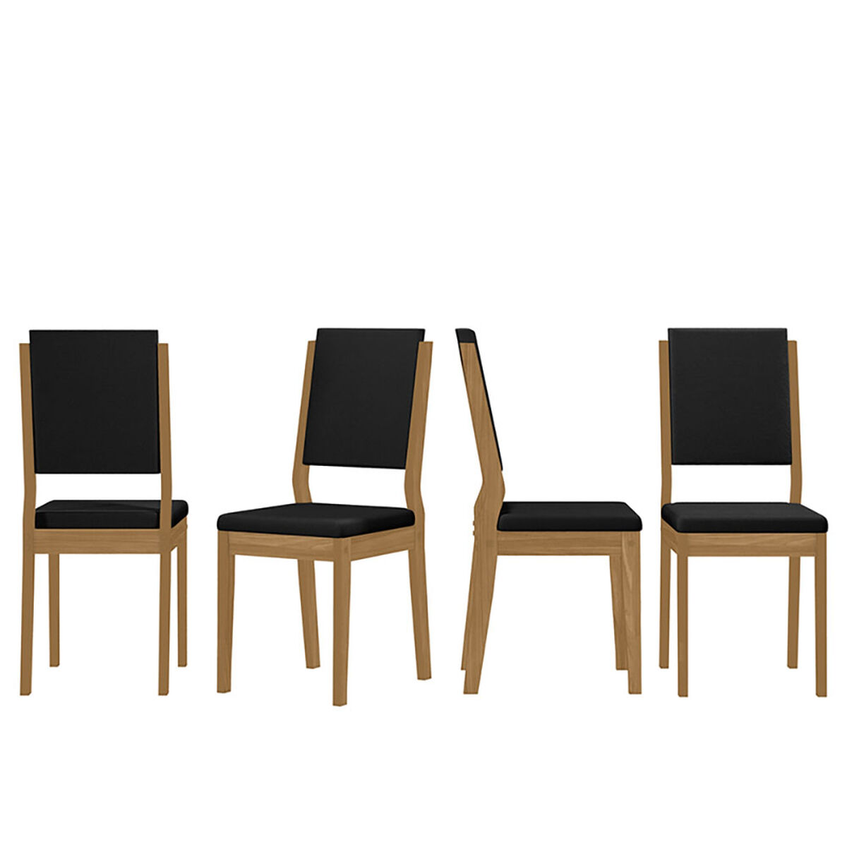 Juego de Comedor VekkaHome Isis 4 Sillas Negro