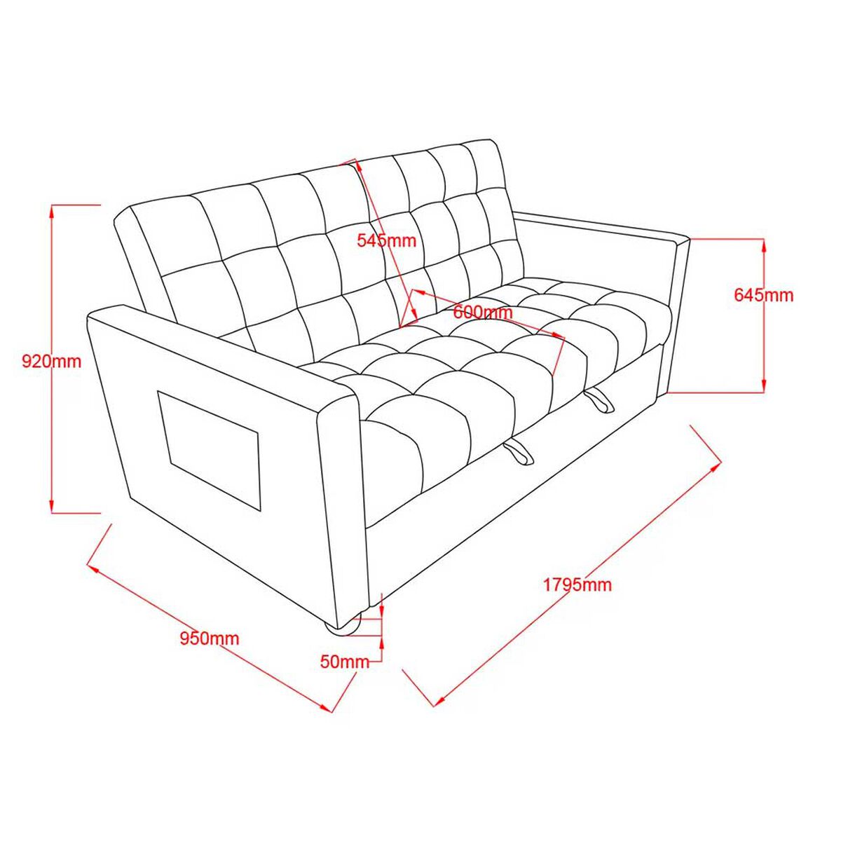 Sofá Cama Celta Luxe 3 Cuerpos Gris
