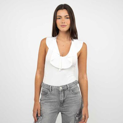 Body Sin Mangas Mujer Icono Blanco, Celeste