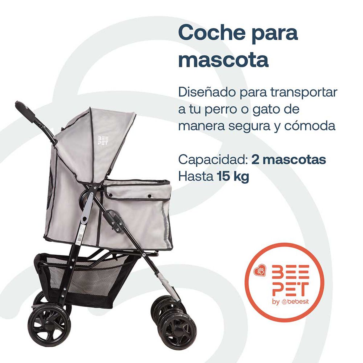 Coche Mascota Gris BP01 Bebesit