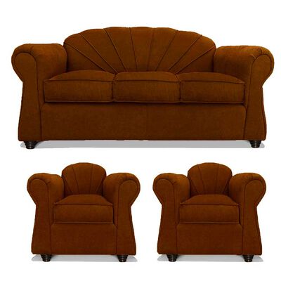Imagen 1 del producto Juego de Living Elegant Detail Marsella Sofá 3 Cuerpos + Dos Sillones 1 Cuerpo Café