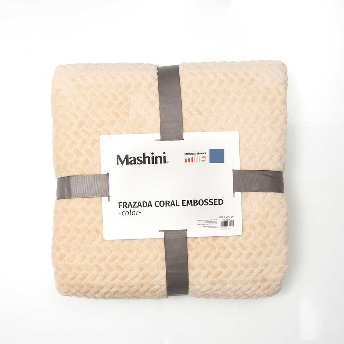 Frazada de Poliéster Mashini 1,5 Plazas Liso Beige