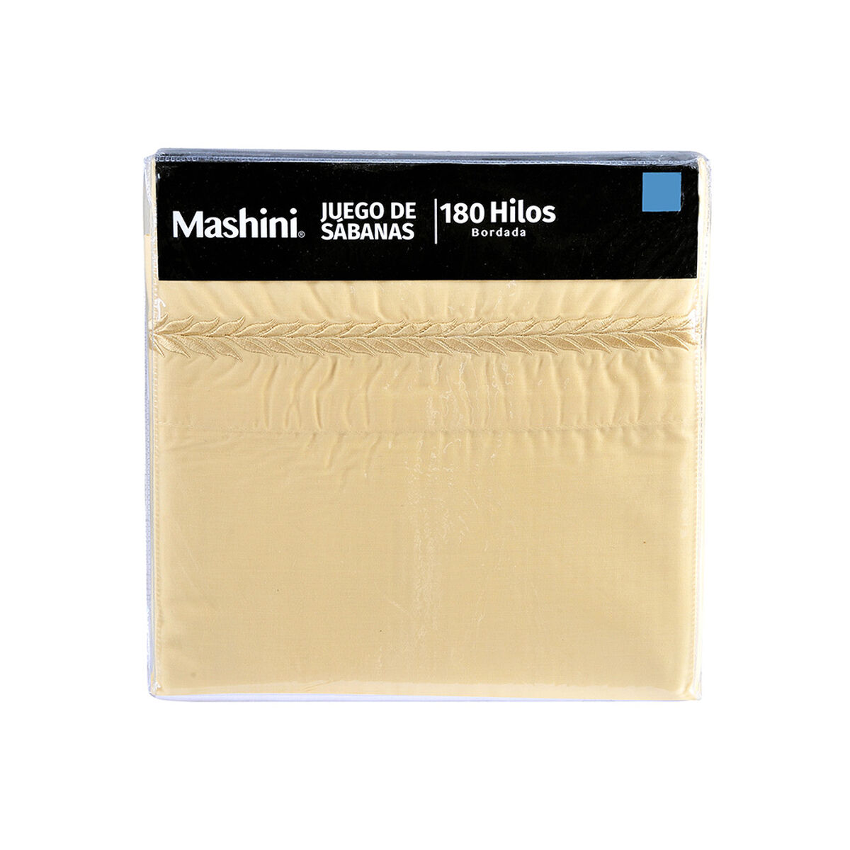 Juego de Sábanas Bordada Mashini 180 Hilos King Ramas Amarillo