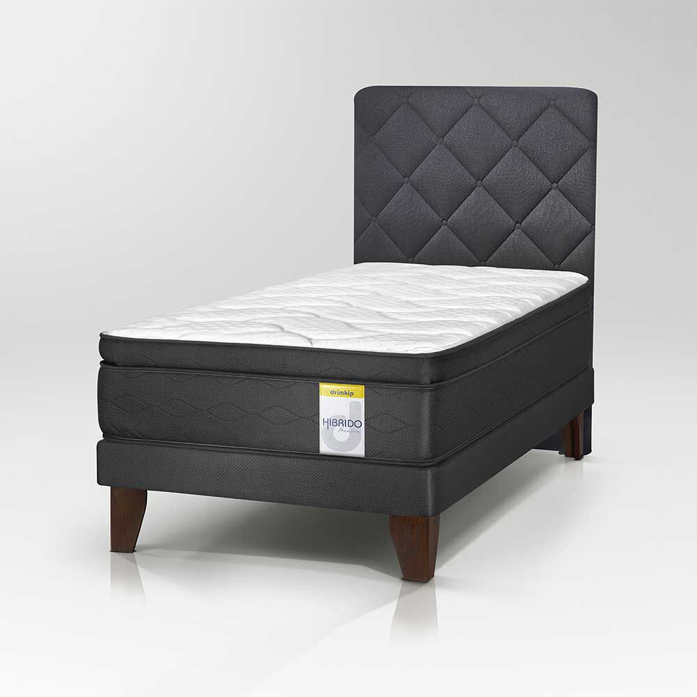 Cama Europea Drimkip 1 Plaza Hibrido Premium + Respaldo