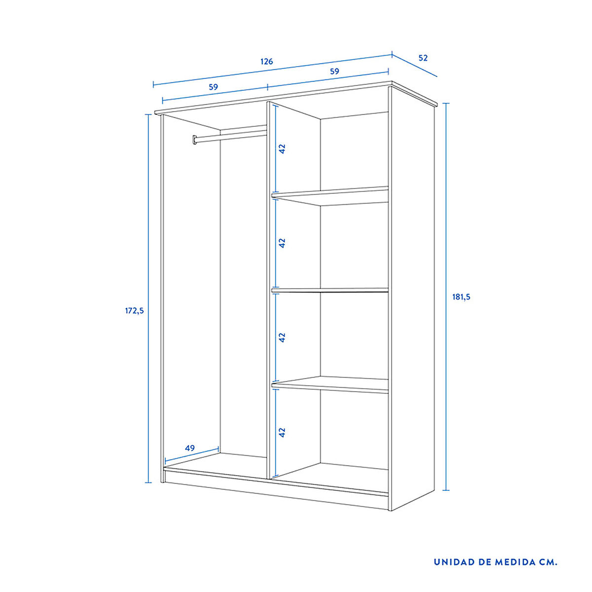 Combo Closet Lucerna + 2 Veladores CIC Blanco
