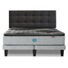 Cama Europea Simmons 2 Plazas Sunset + Respaldo Urban Oscuro Gris