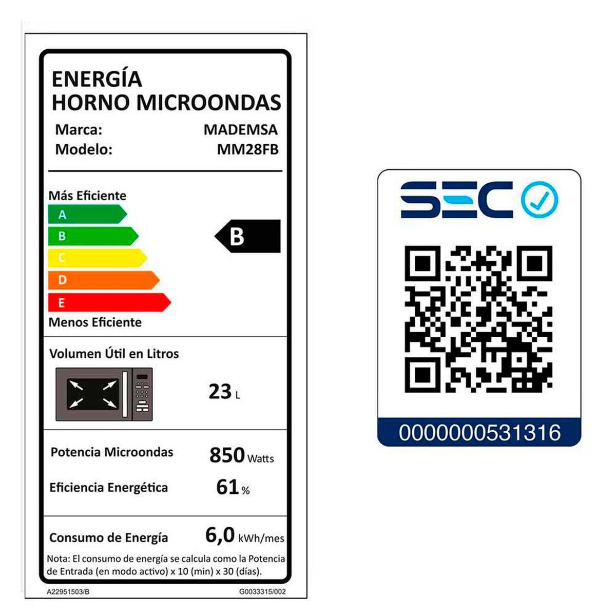 Microondas Mademsa MM28FB 28 lts.