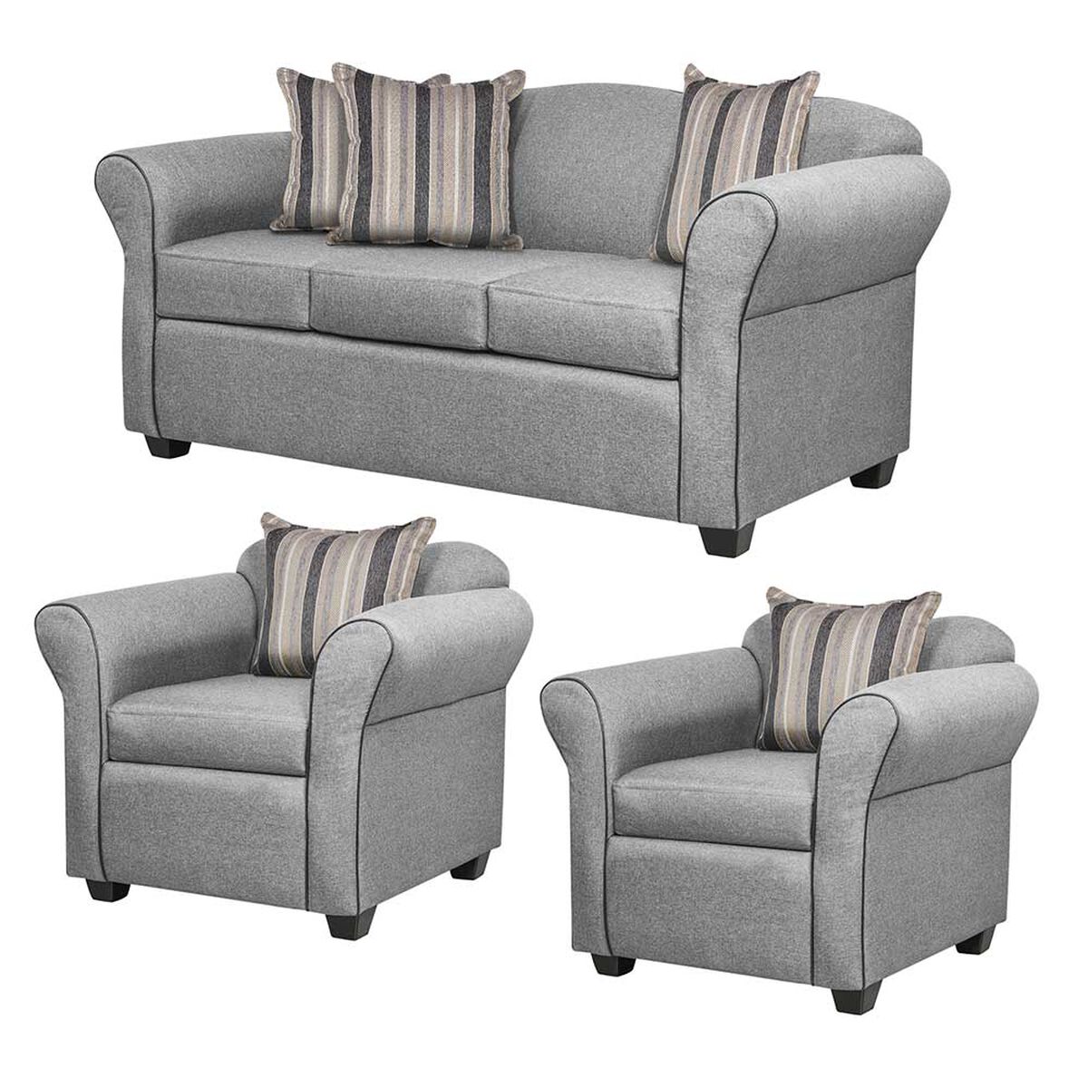 Juego de Living Innovamuebles Ducal Sofá 3 Cuerpos + Dos Sillones 1 Cuerpo Gris Claro