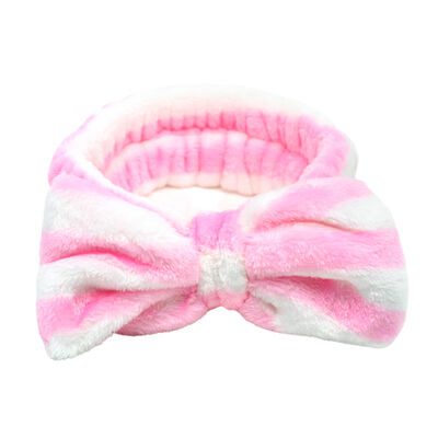 Cintillo Make Up Bow Rayas Blanco Y Rosa Skinlab