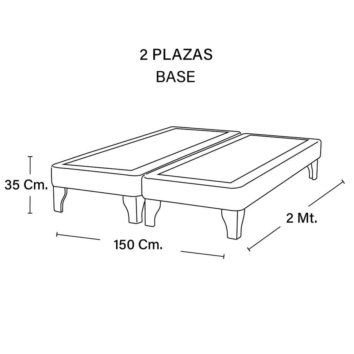 Base Europea Dividida Latam Home 2 Plazas Zen Cuero Beige