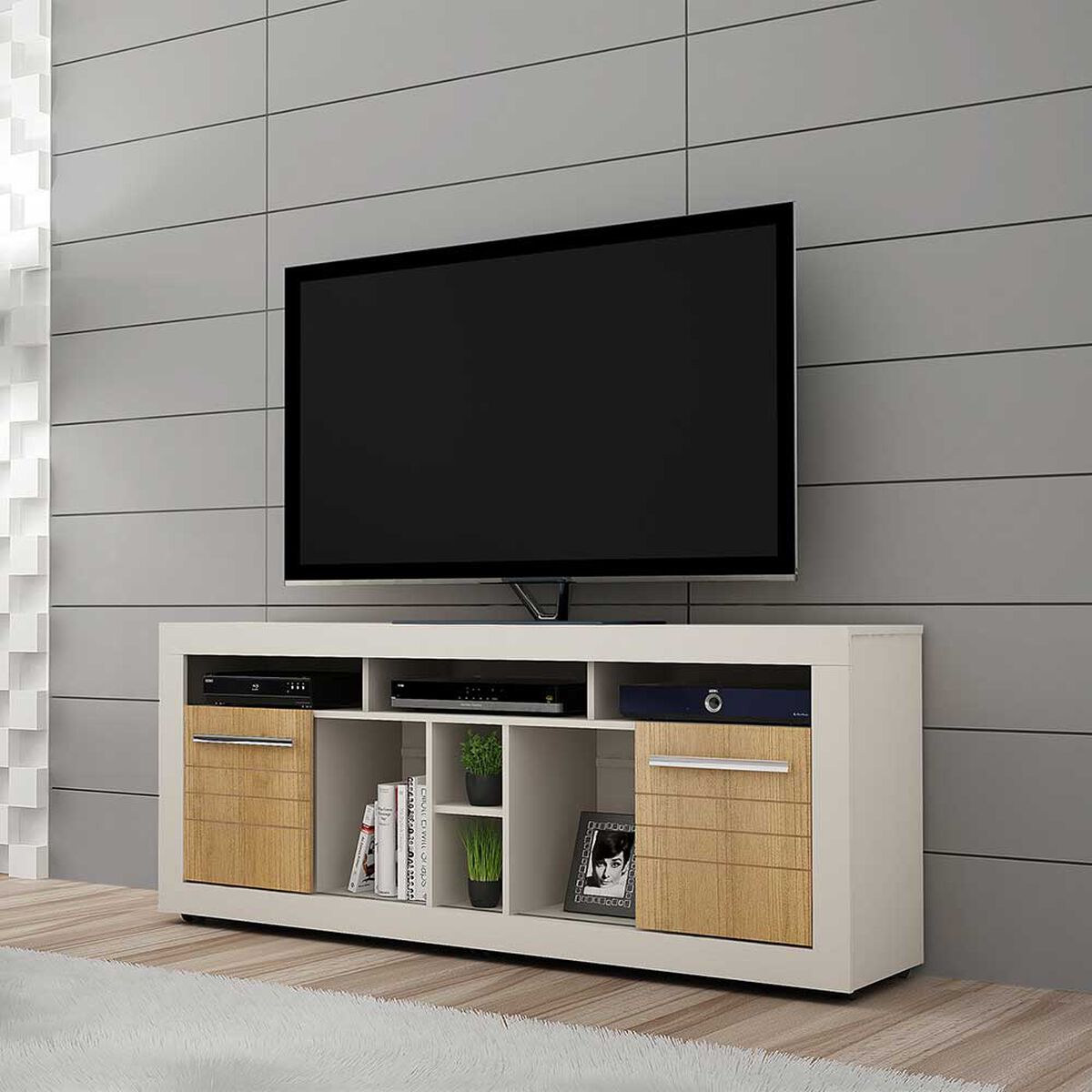 Rack TV Vekkahome Firenze Hasta 50" Blanco