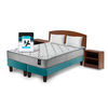 Combo Cama Europea Latam Home 2 Plazas Cannon BD Tela Turquesa + Textil + Respaldo + 2 Veladores Atlas