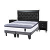 Cama Europea Flex King Titanium New + Set Maderas Capitoné Boston