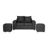Juego de Living Innovamuebles Kahlo Sofá 2 Cuerpos + Dos Pouf 1 Cuerpo Negro
