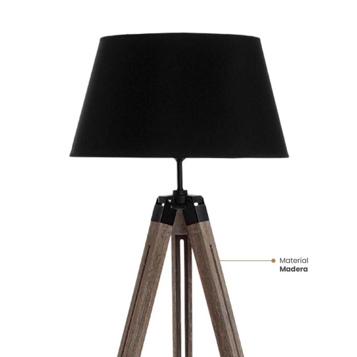 L&aacute;mpara de Pie Tr&iacute;pode Atmosphera Rodo Madera 145cm Negra