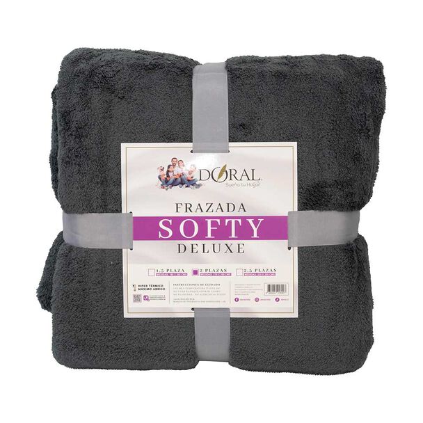 Frazada Poliéster Doral 2 Plazas Deluxe Gris Oscuro