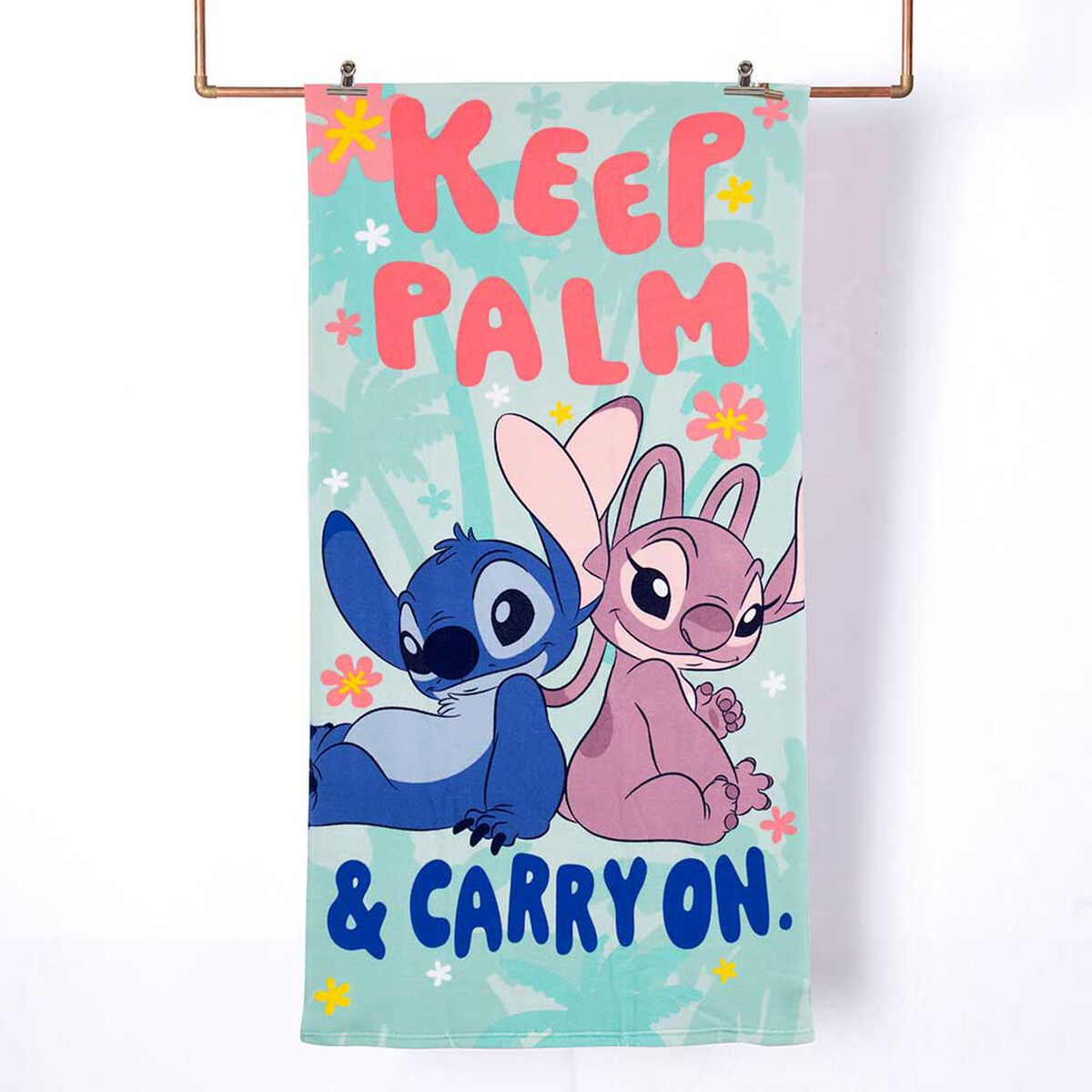 Toalla de Playa Infantil con Bolso Disney Palm Stitch 70 x 140 cm