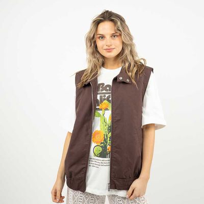 Chaqueta Sin Mangas Mujer Icono Cafe