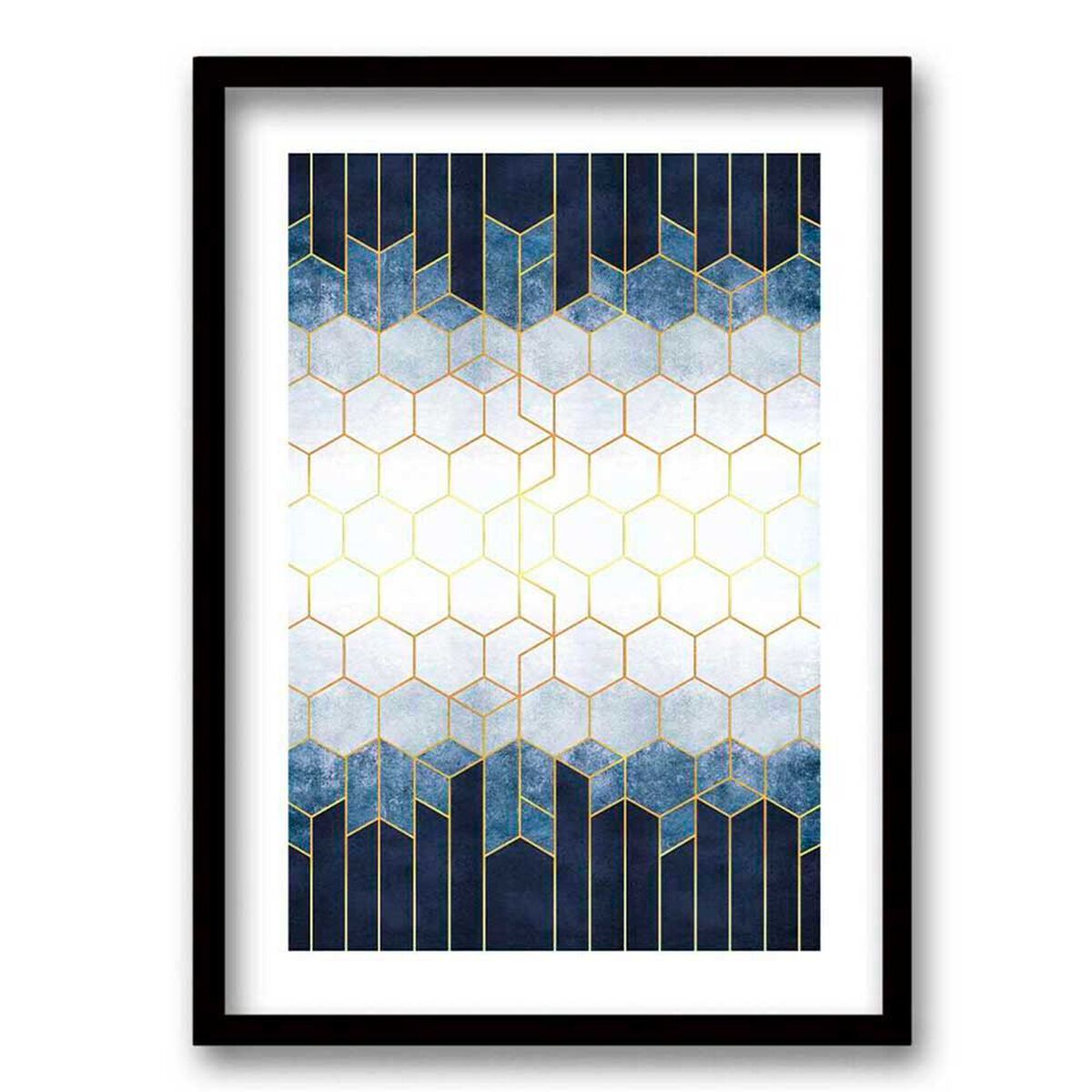 Cuadro Decorativo Retela Hexagonos Azul 50 x 35 cm