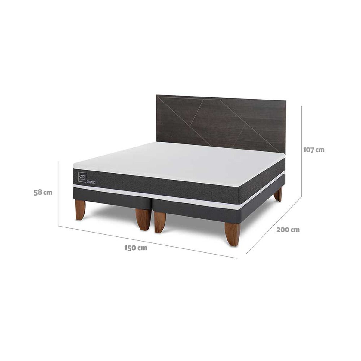 Cama Europea CIC Base Dividida 2 Plazas Ortopedic + Respaldo Villarrica