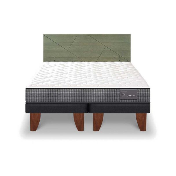 Cama Europea CIC Base Dividida 2 Plazas Anatomic + Respaldo Villarrica Olivo