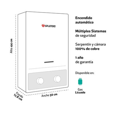 Imagen 2 del producto Calefont 5 litros Gas licuado Tiro natural Splendid