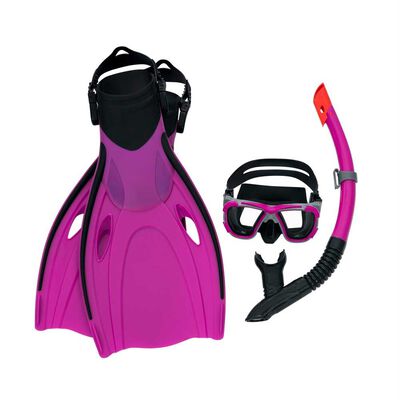 Set Mascara Fucsia, Snorkel y Aletas Bestway 37.5-41