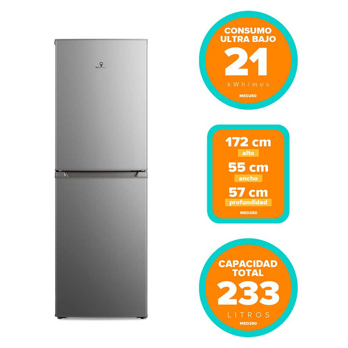 Refrigerador Mademsa MED250 Bottom Freezer 248 lts.