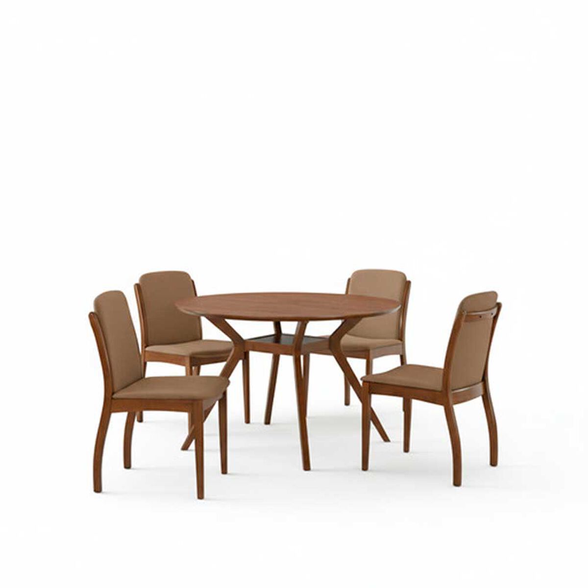 Juego de Comedor Redondo Home Mobili 4 Sillas Menphis Café