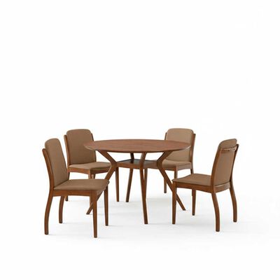Imagen 1 del producto Juego de Comedor Redondo Home Mobili 4 Sillas Menphis Café