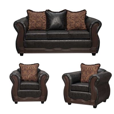 Imagen 1 del producto Juego de Living Black Factory Sofia Sofá 3 Cuerpos + Dos Sillones 1 Cuerpo Negro