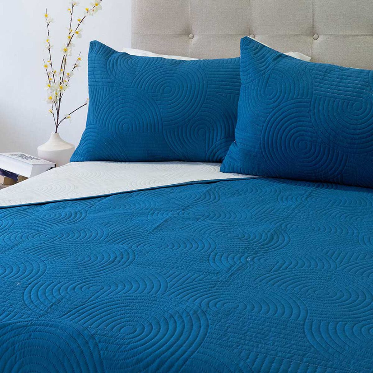 Quilt Doral King Azul Beige Origins
