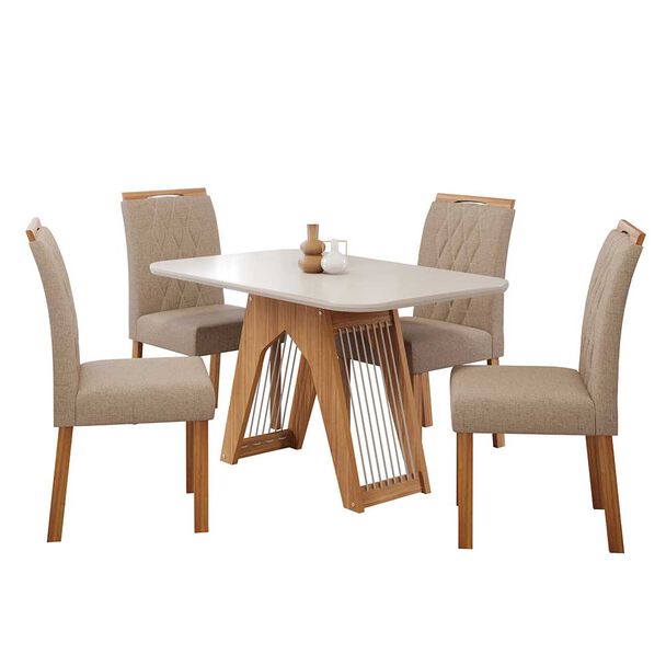 Juego de Comedor Decocasa Carol 4 Sillas Off White