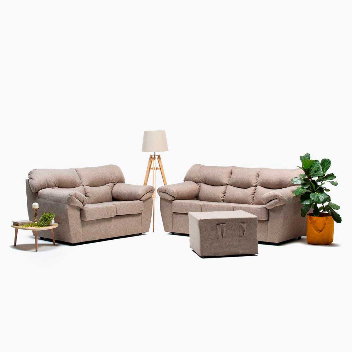 Sof&aacute; Cabsur Zeus 2 Cuerpos Tela Beige